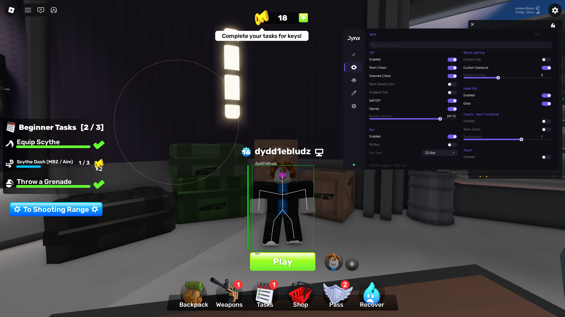 Jynx Roblox cheat ESP aimbot overlay preview screenshot